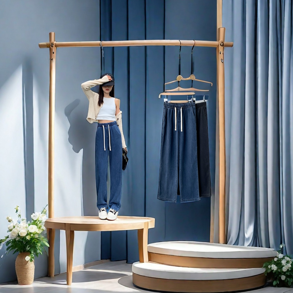 2024春夏秋季新款天丝牛仔裤女 高腰显瘦宽松直筒垂感阔腿裤 休闲拖地裤风格潮流