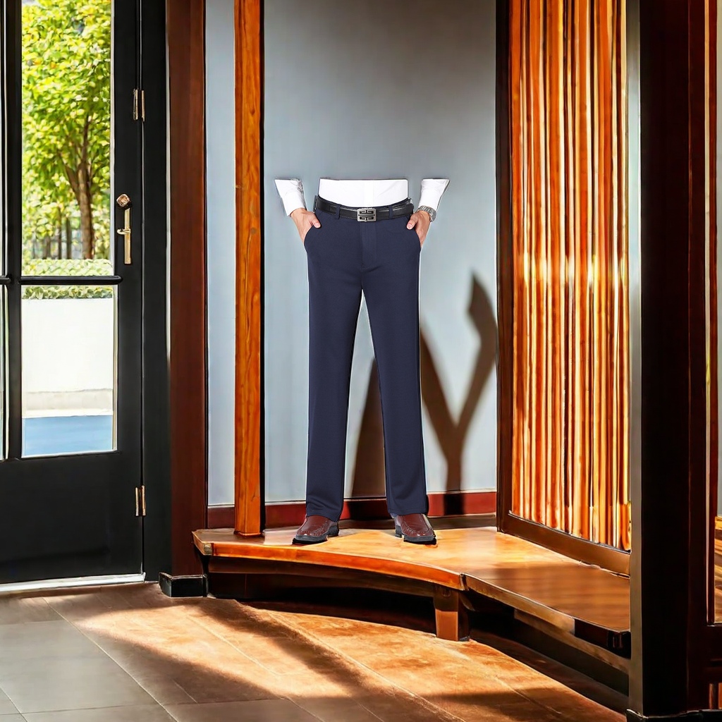 Summer thin men's business casual pants, no-iron loose straight-leg long pants, Dad style, suitable for both casual and business use details Picture