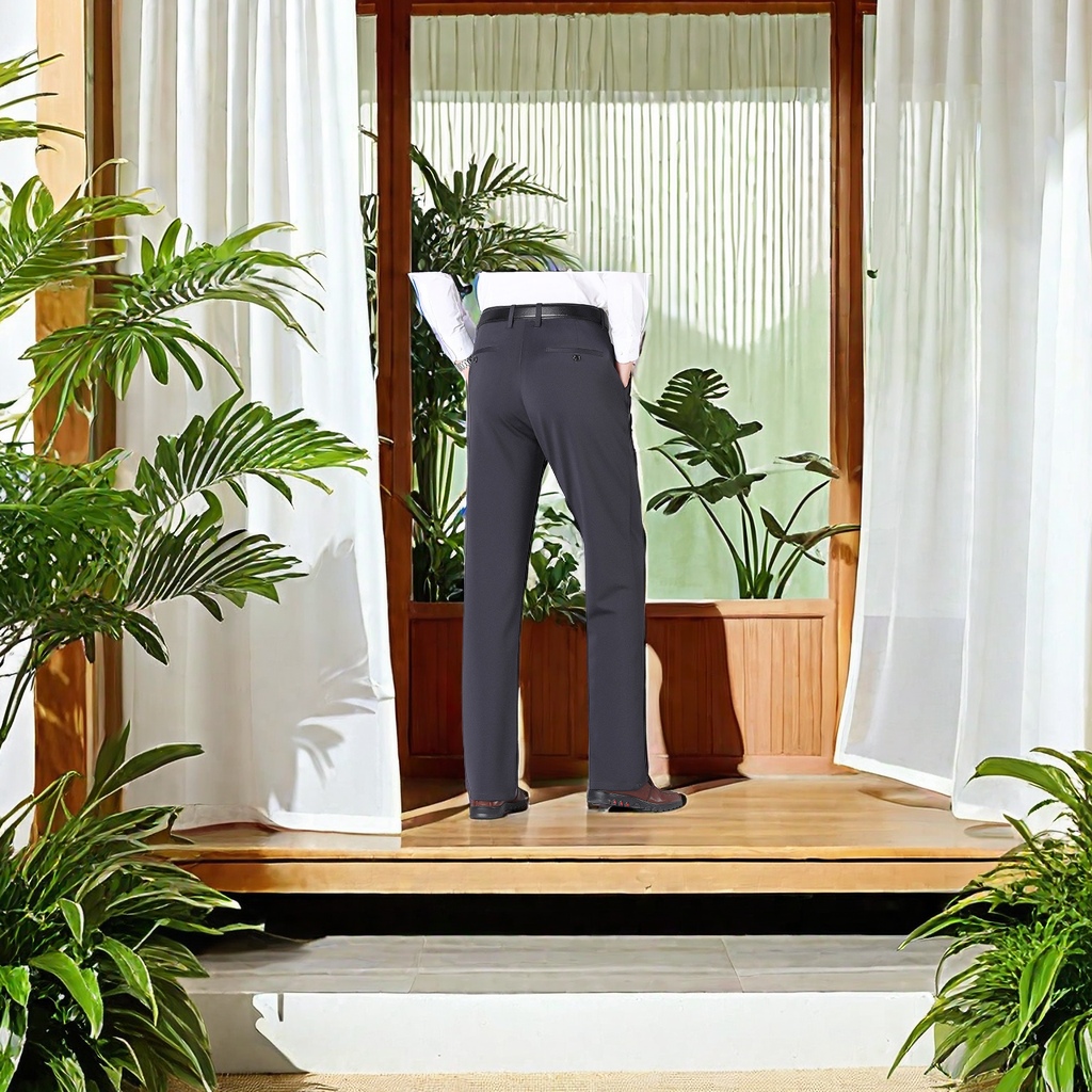 Summer thin men's business casual pants, no-iron loose straight-leg long pants, Dad style, suitable for both casual and business use Specification image