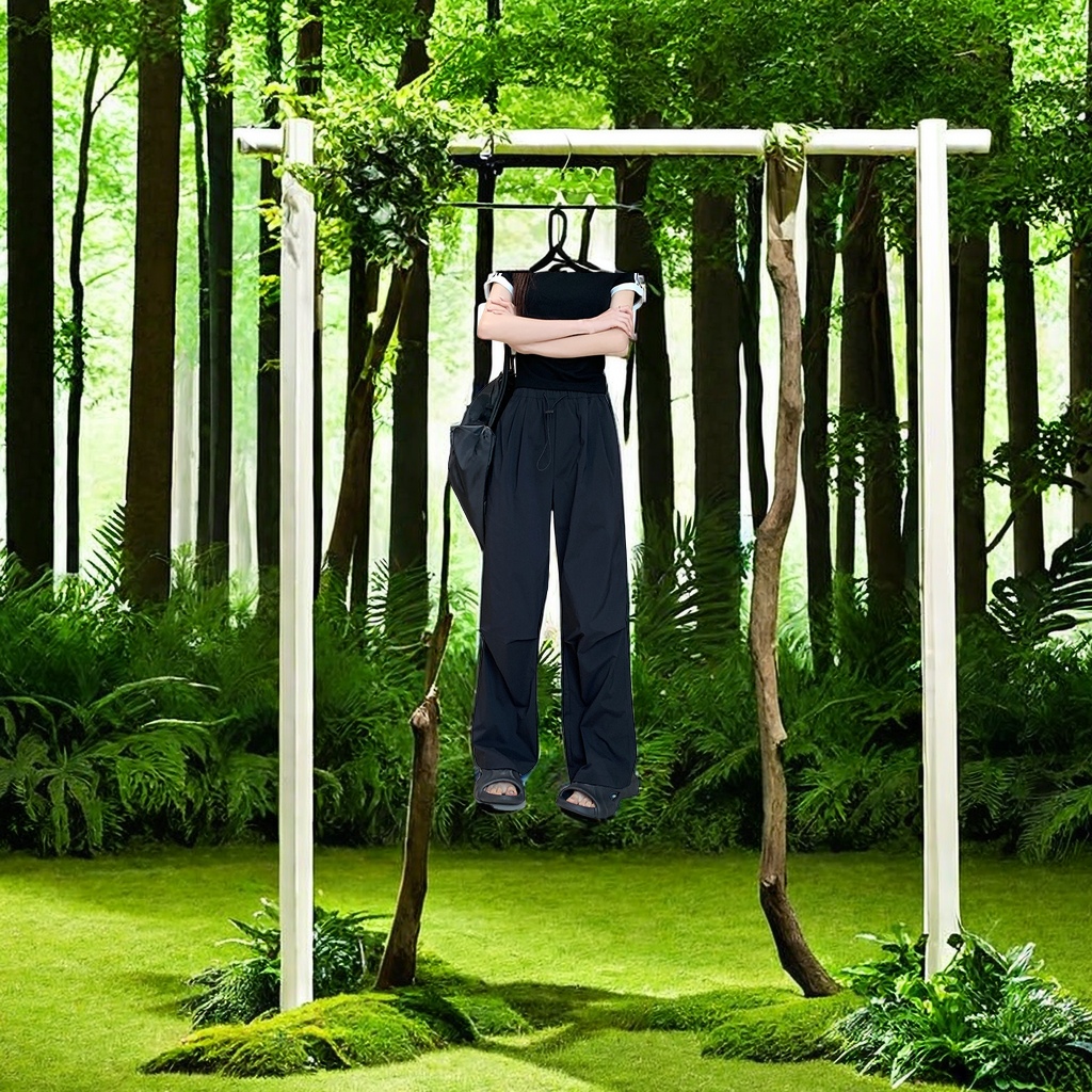 2024 Summer new American parachute design black loose and laid-back style petite straight cut quick-drying workwear casual pants for women details Picture