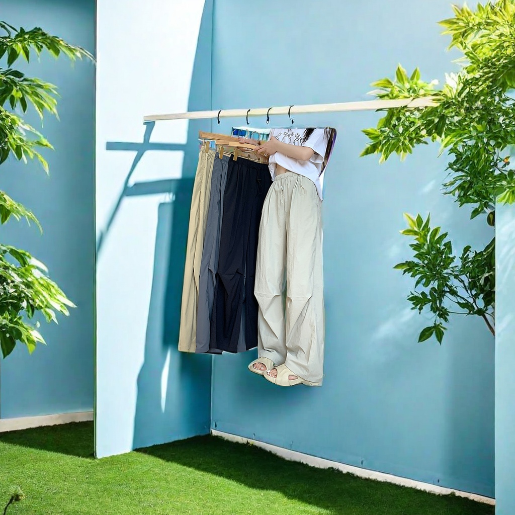 The 2024 summer new American parachute design, loose and laid-back style, black casual pants, petite straight-leg style, quick-drying cargo pants, exclusively for ladies Application Scenario