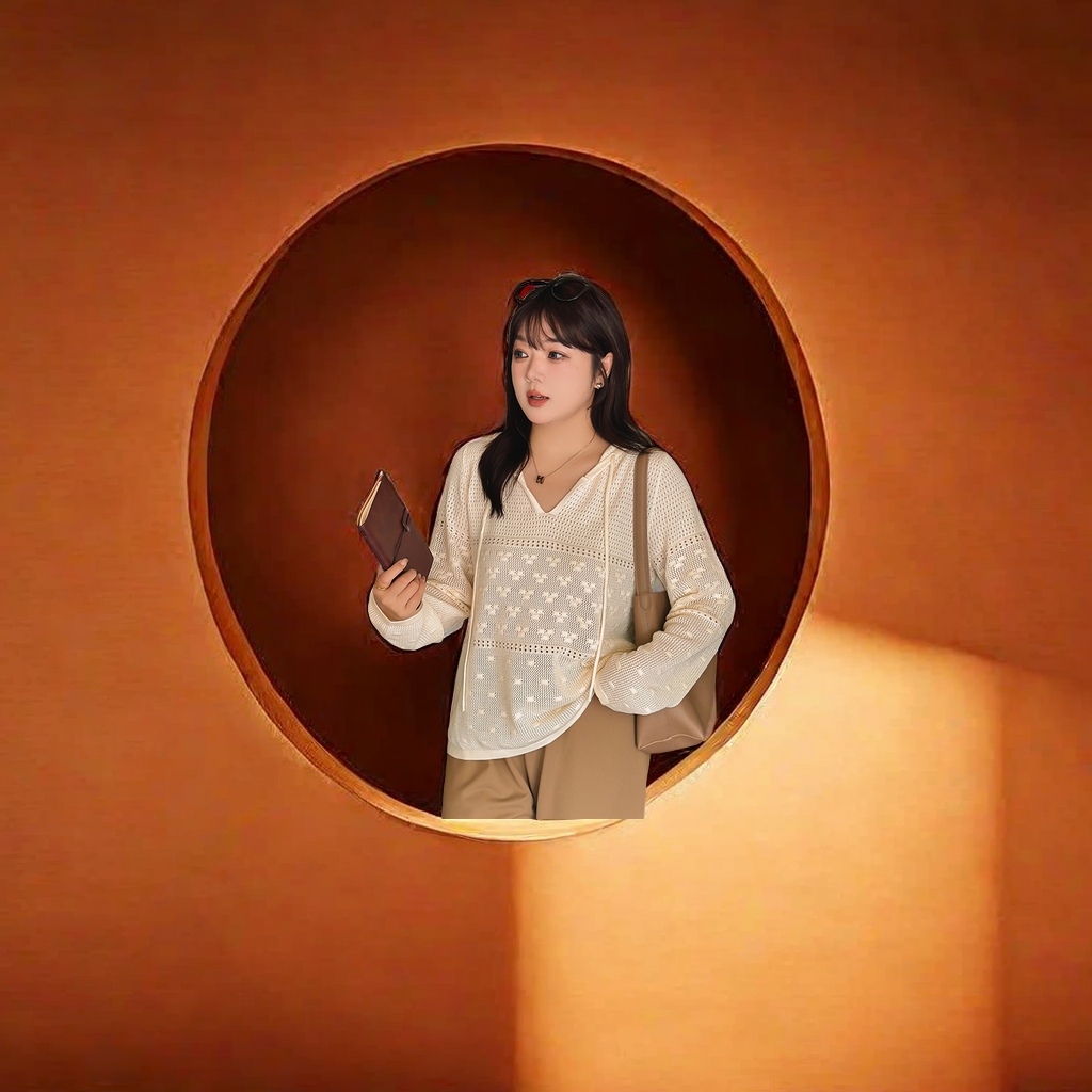 2024秋款大码女装设计感镂空连帽卫衣 宽松胖mm针织衫22759 上衣女时尚潮流大码针织衫