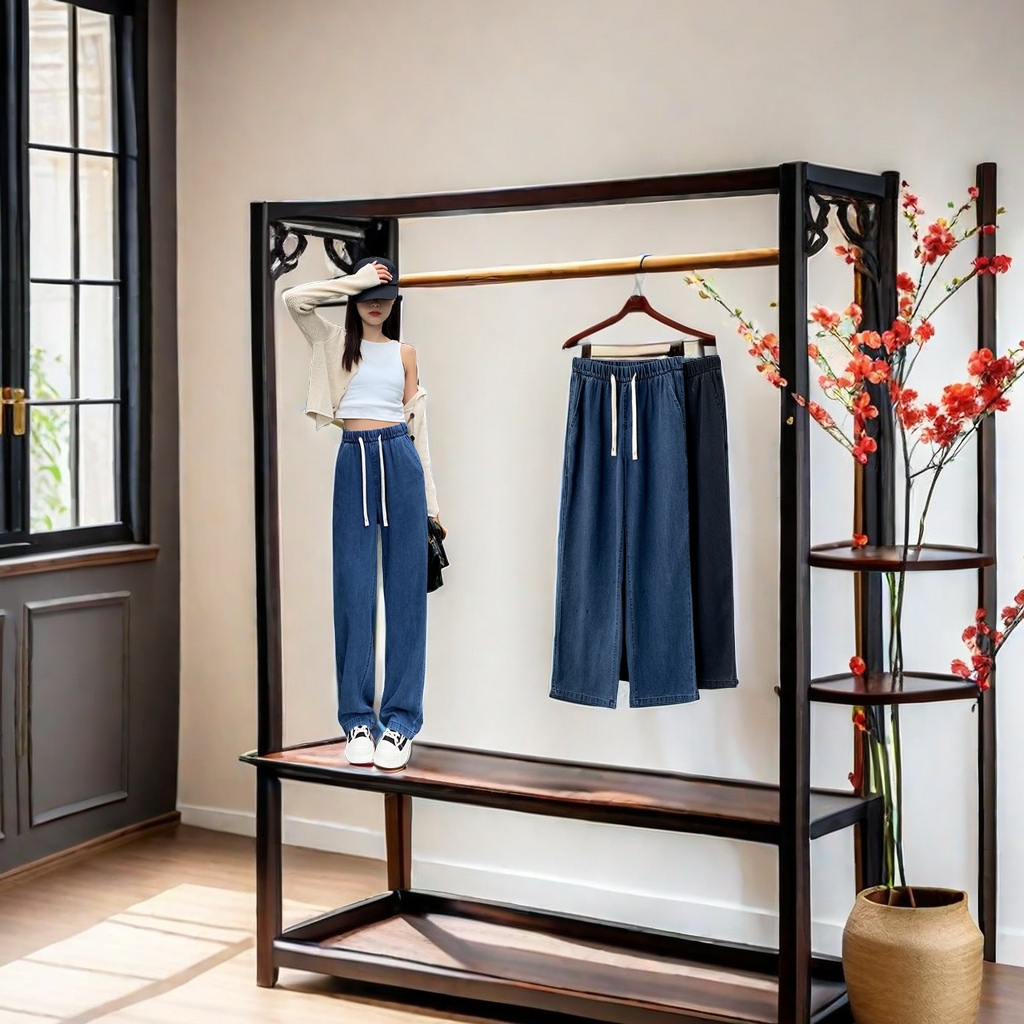 2024春夏秋季新款天丝牛仔裤女 高腰显瘦垂感阔腿裤 宽松直筒拖地休闲裤 高品质时尚潮流