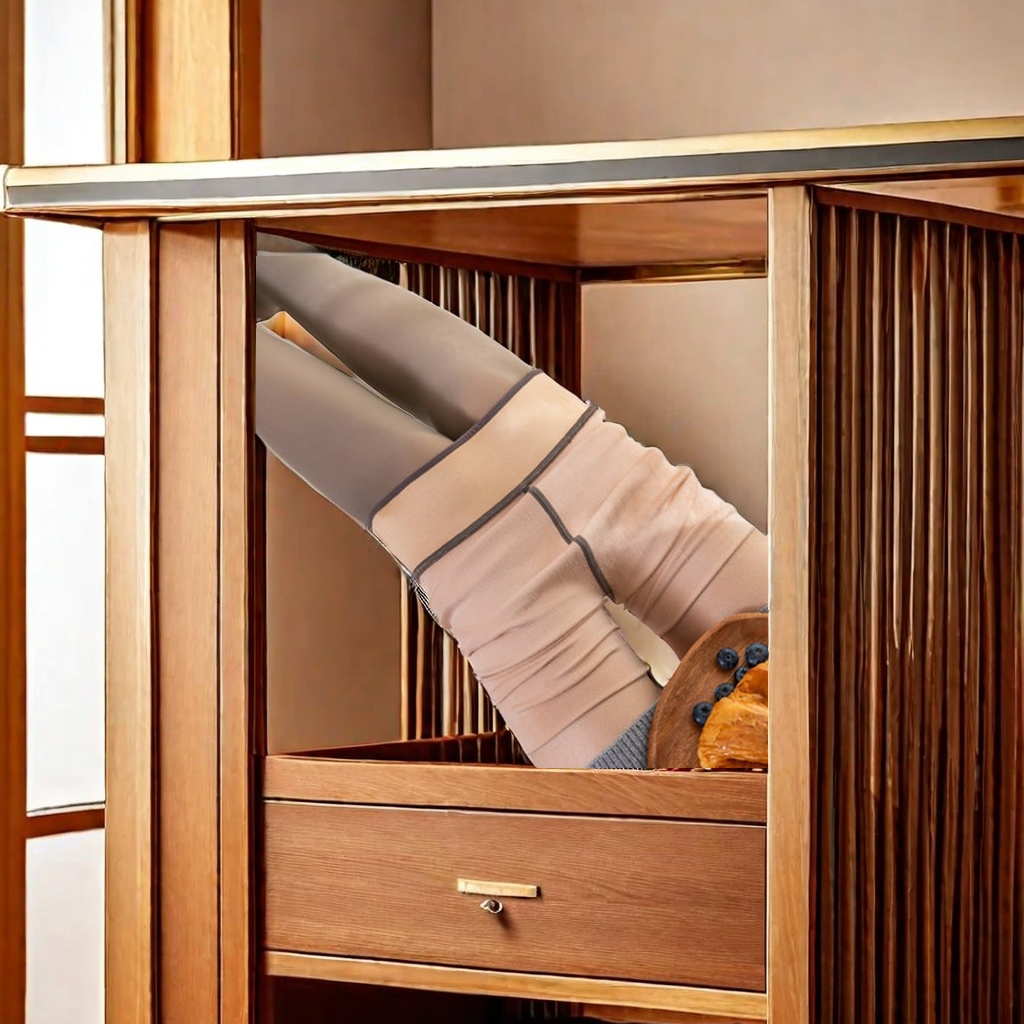 The new large-sized flight attendant grey one-piece tights for women in autumn and winter, with fleece and thickened warmth, are fake and skin-penetrating leggings, a cross-border bestseller Specification image