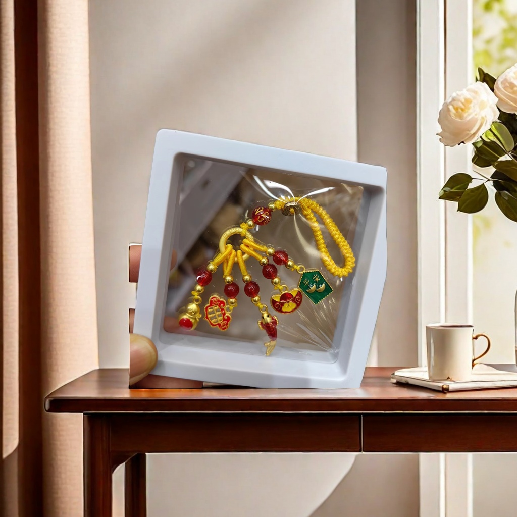 Trendy Chinese-style sand gold material, ancient-style gold, Chinese-style enamel, retro color car keychain, gold-swallowing beast, sand gold copper woven pendant detail image 4