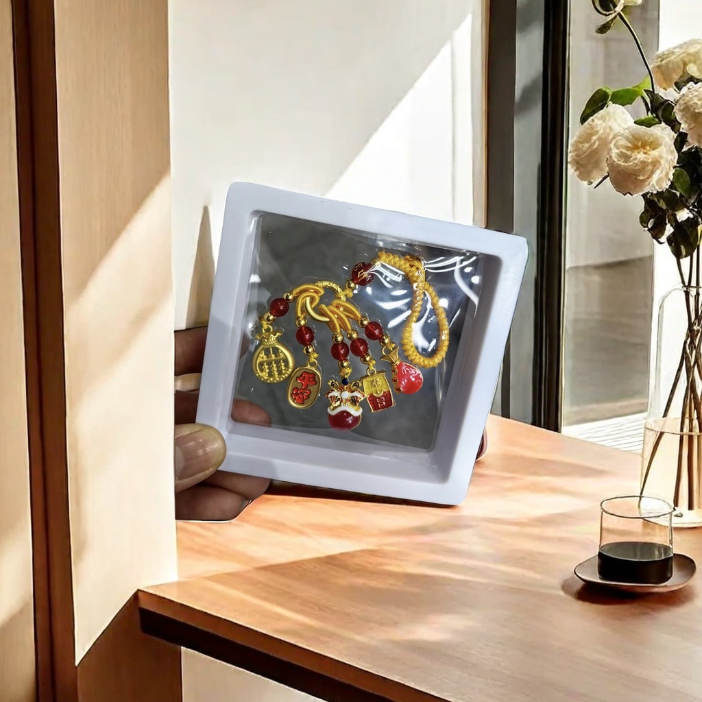 Trendy Chinese-style sand gold material, ancient-style gold, Chinese-style enamel, retro color car keychain, gold-swallowing beast, sand gold copper woven pendant detail image 1