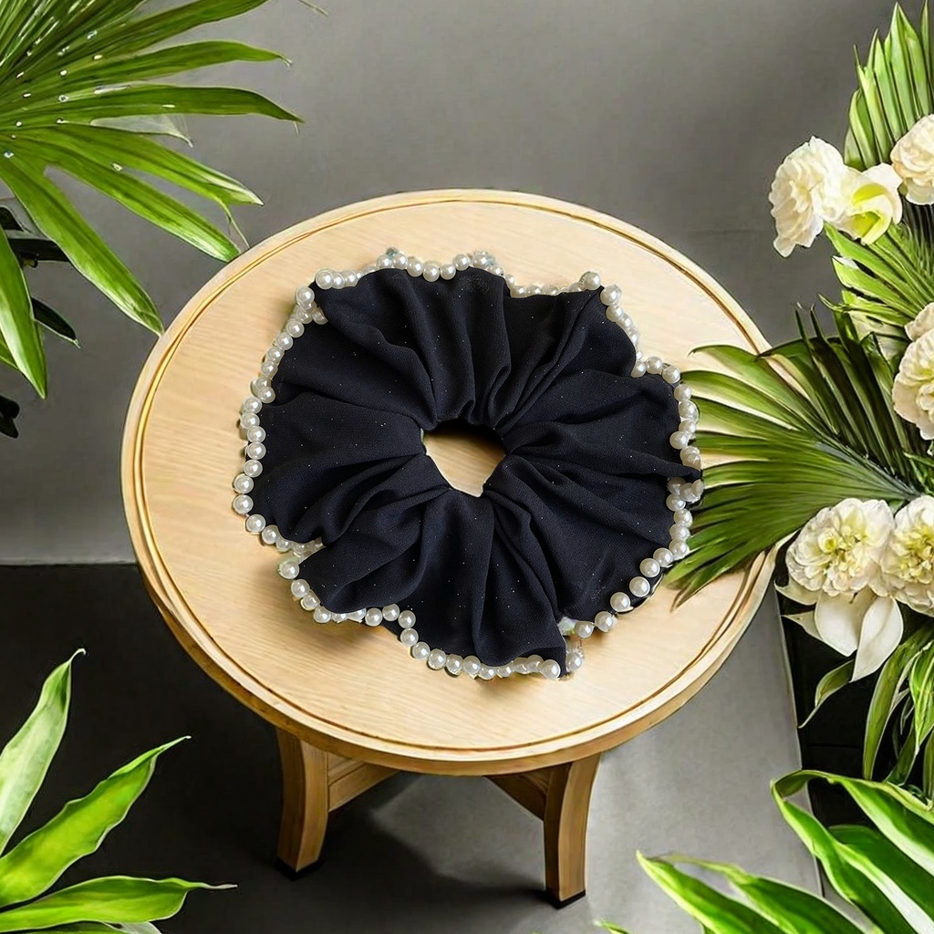 Black silk turbane-style hair accessories, hair bands and hair ties are essential headwear and accessories for tying hair, exuding an elegant and refined feminine charm Specification image