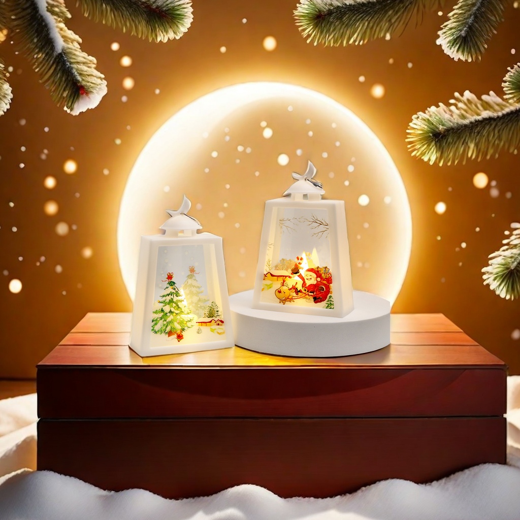 New cross-border Christmas decorative items, moon trapezoidal wind lamp ornaments, Christmas night lights, retro hand-held lamps, and Christmas decorative lighting fixtures full of atmosphere details Picture