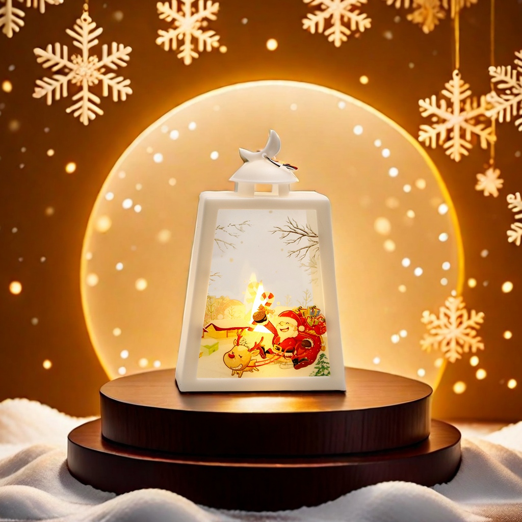 New cross-border Christmas decorative items, moon trapezoidal wind lamp ornaments, Christmas night lights, retro hand-held lamps, and Christmas decorative lighting fixtures full of atmosphere Specification image