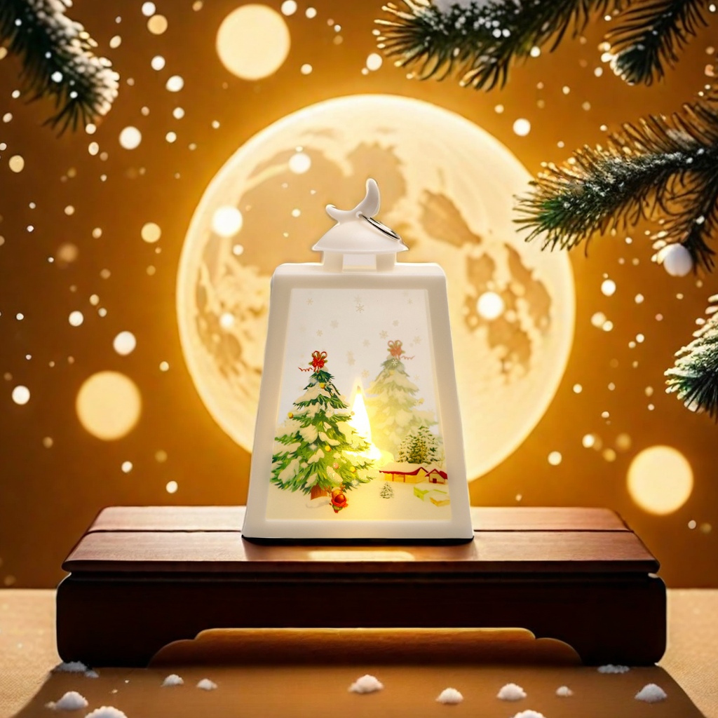 New cross-border Christmas decorative items, moon trapezoidal wind lamp ornaments, Christmas night lights, retro hand-held lamps, and Christmas decorative lighting fixtures full of atmosphere Item Picture