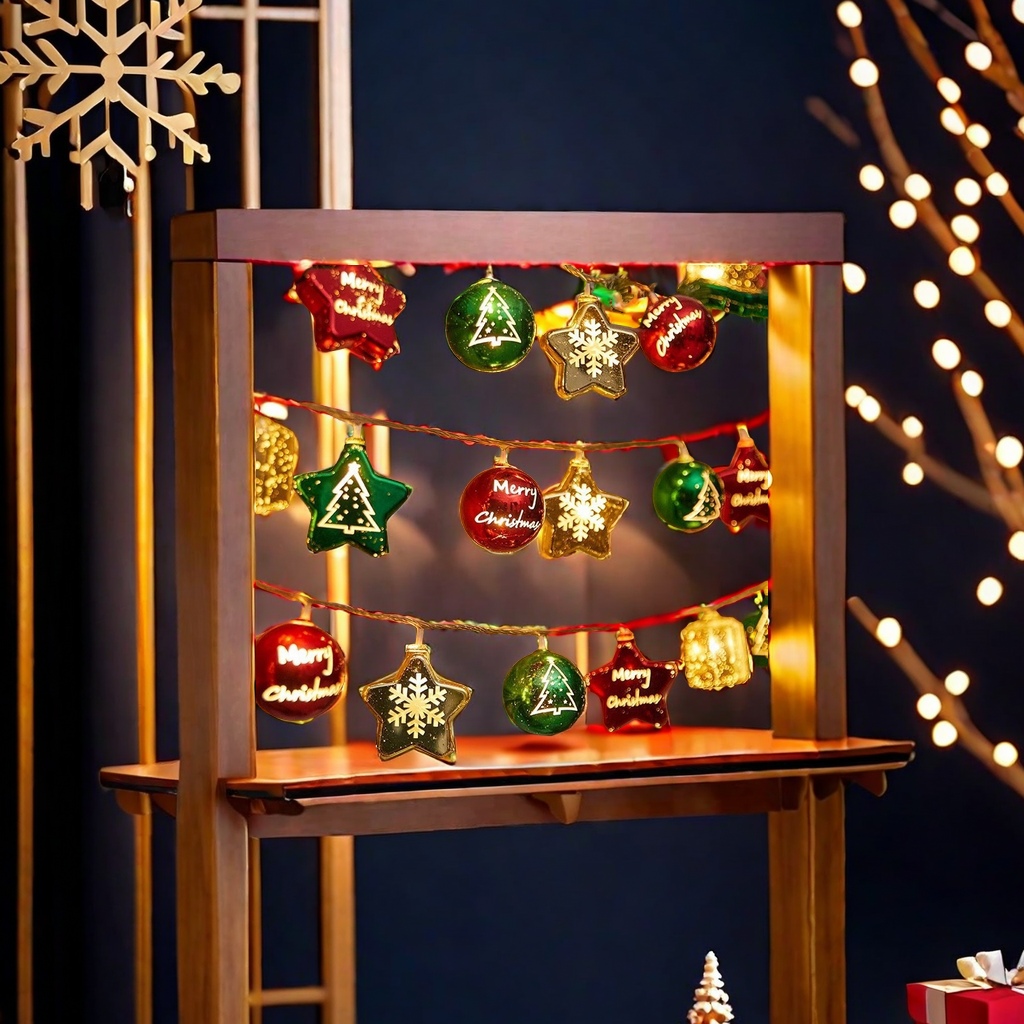 The new Christmas LED star-plated Christmas ball, flashing lights, string lights, Christmas tree atmosphere decoration, colored lights and candle-style lighting add to the festive atmosphere details Picture