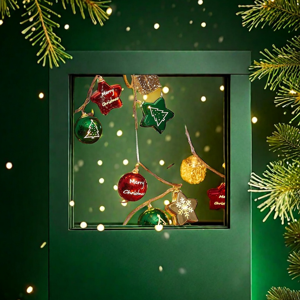 The new Christmas LED star-plated Christmas ball, flashing lights, string lights, Christmas tree atmosphere decoration, colored lights and candle-style lighting add to the festive atmosphere Specification image