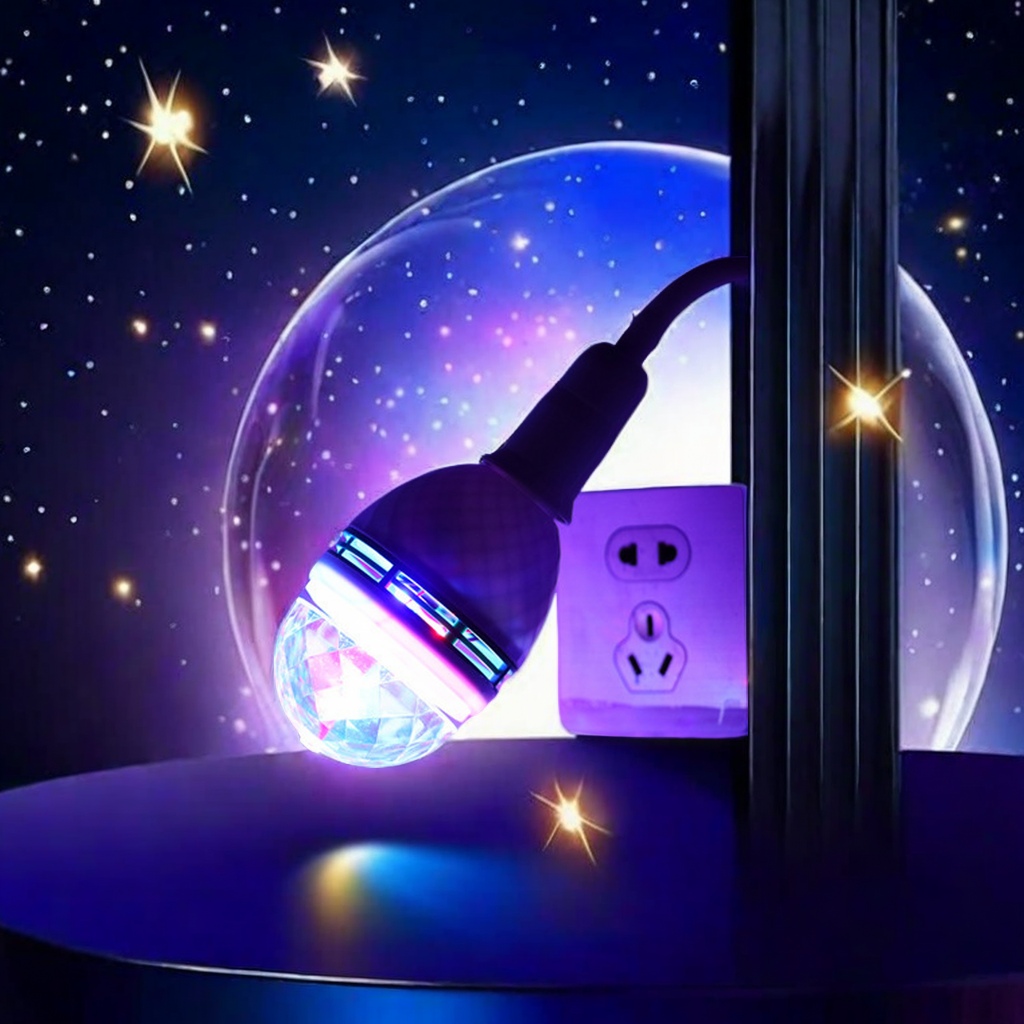 魔球旋转灯泡 小魔球声控灯 KTV闪光灯泡 E27 舞台灯 RGB LED灯泡 舞台炫彩灯光照明设备图