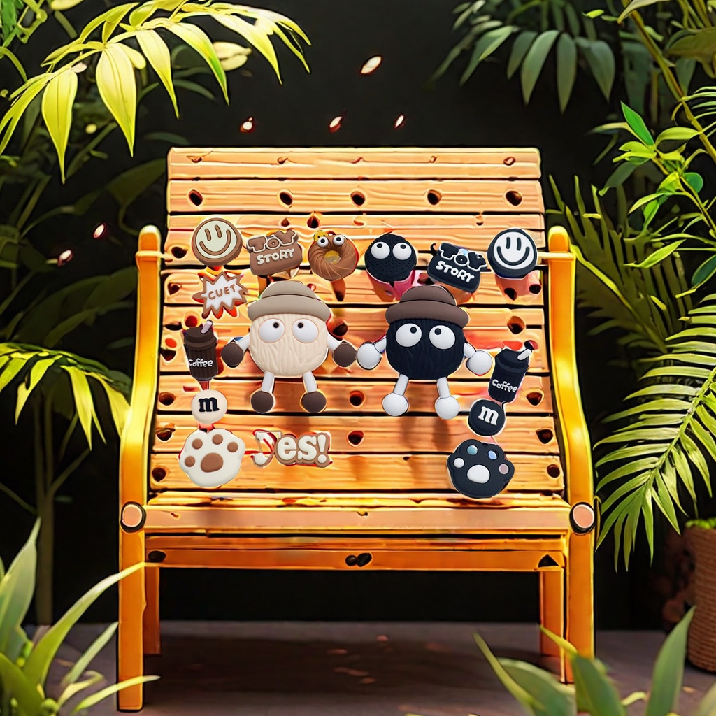 A variety of cartoon large hats Black briquets DIY material accessories Crocs buckle slipper water cup mobile phone case Personalized accessories DIY accessories creative decorations details Picture