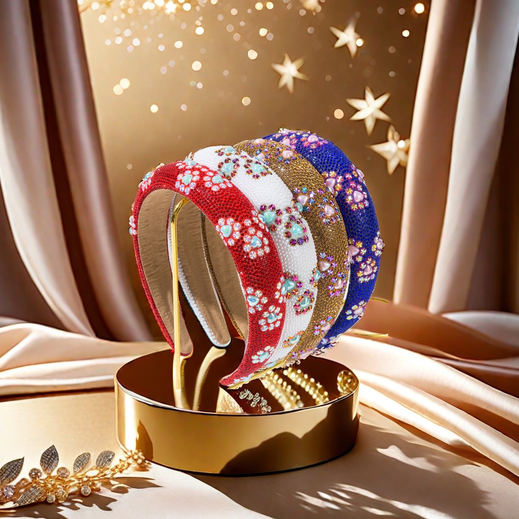 韩版新款满钻海绵增高发箍 轻奢满天星闪亮爱心发饰 百搭高质量头箍 美发装饰品头饰女士优选