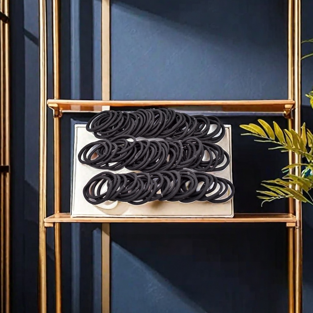 Korean imported 4mm high-elasticity seamless black rubber band hair band for women, DIY hair tie, hair band and hair accessory wholesale, hair band for women