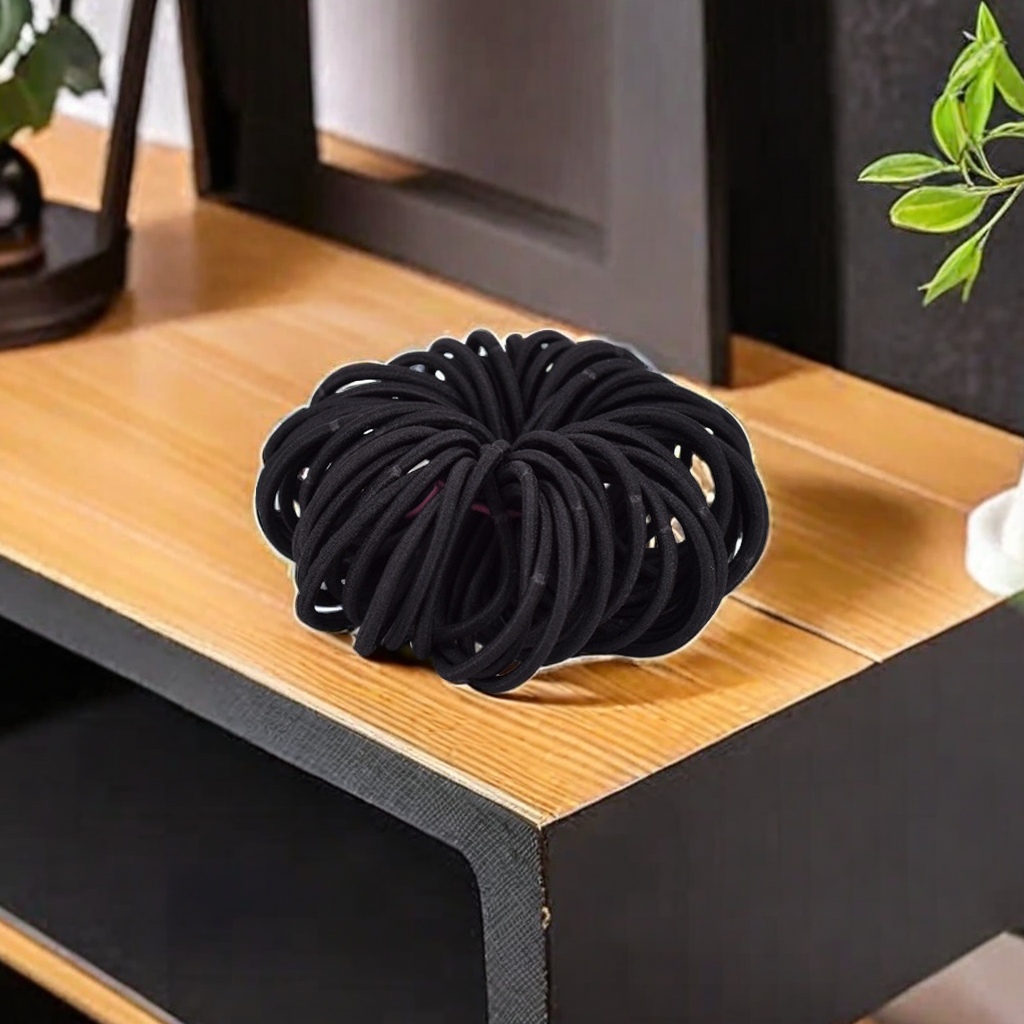 Korean imported 4mm high-elasticity seamless black rubber band hair band for women, DIY hair tie, hair band and hair accessory wholesale, hair band for women details Picture