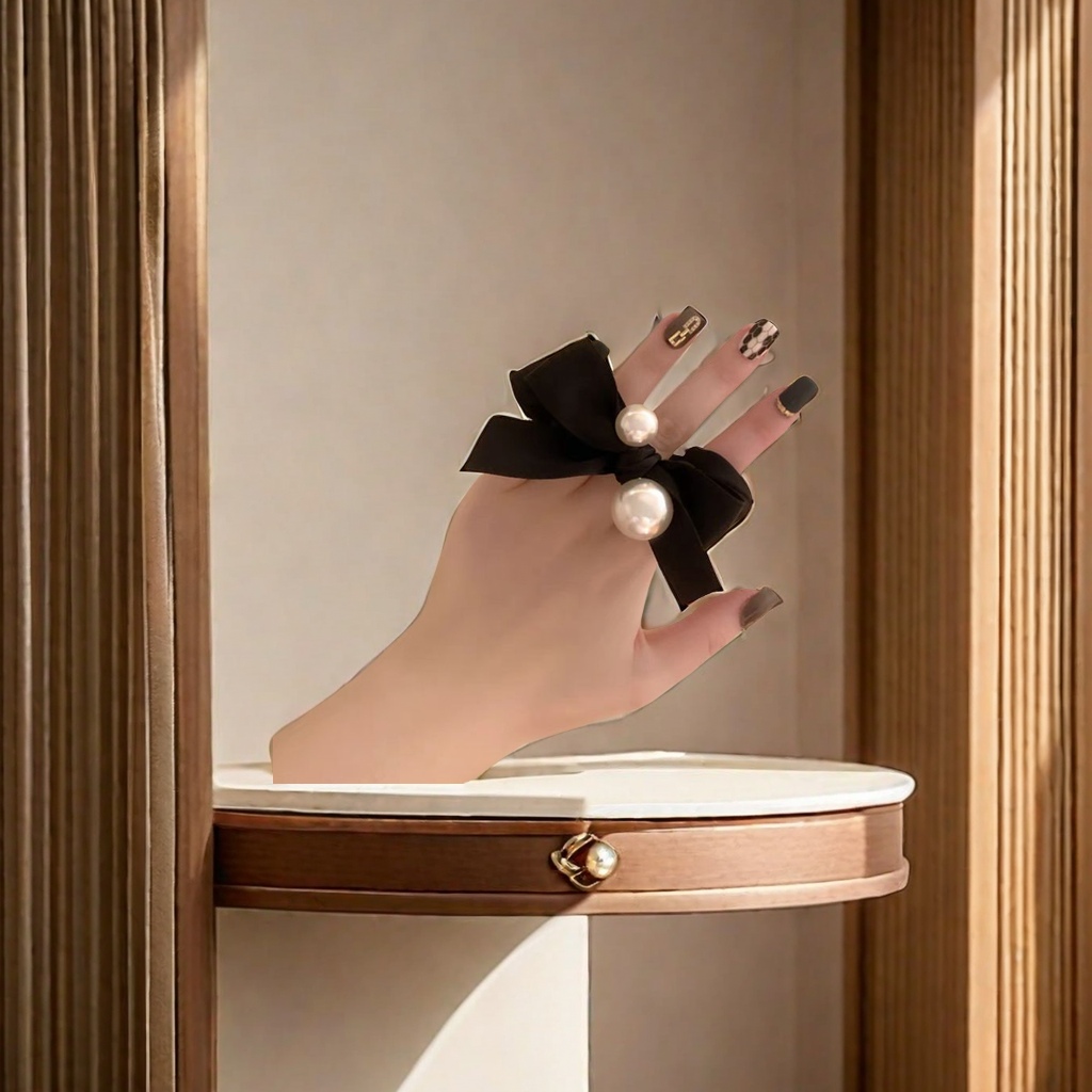 2024 New Chanel-style bow pearl headband, high-end leather band women's headwear, hair band women's Korean trendy hair band, elegant women's headwear Specification image