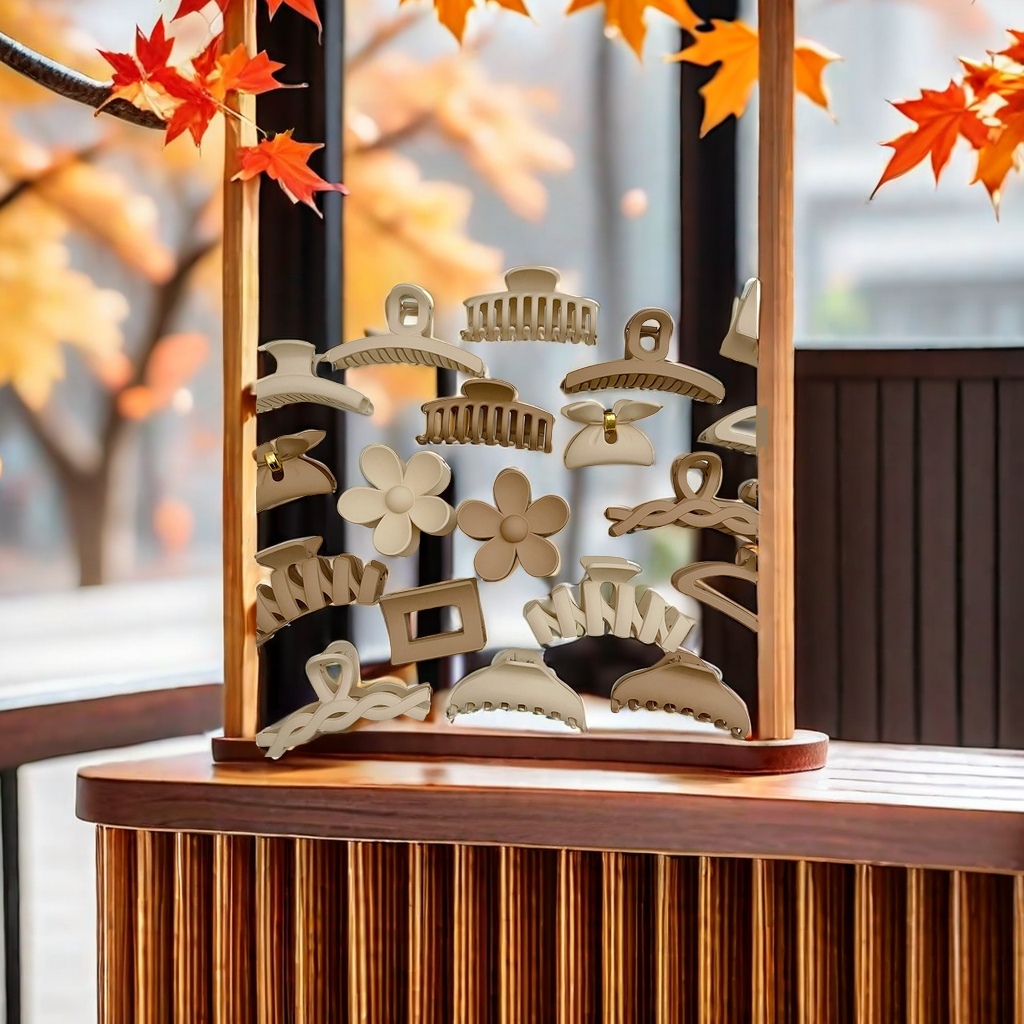 秋冬新款网红优雅气质奶茶咖色系发爪 抓夹简约发饰 后脑勺发抓发夹 美丽发饰抓住你的心