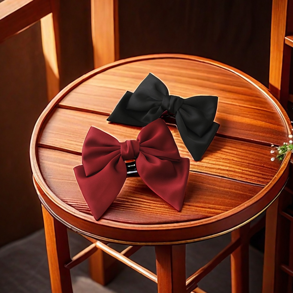 义乌工厂直销 红色大蝴蝶结发饰 弹簧夹韩国风头饰 高级感顶夹 现货批发 发夹女士优雅配饰