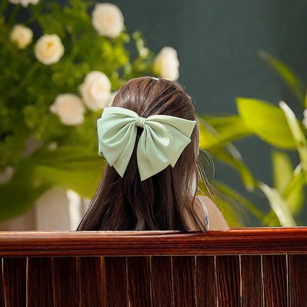 法式复古蝴蝶结头饰 E209 缎面后脑勺顶夹 弹簧夹发卡女 发饰批发 优雅发夹 高级感女士发饰