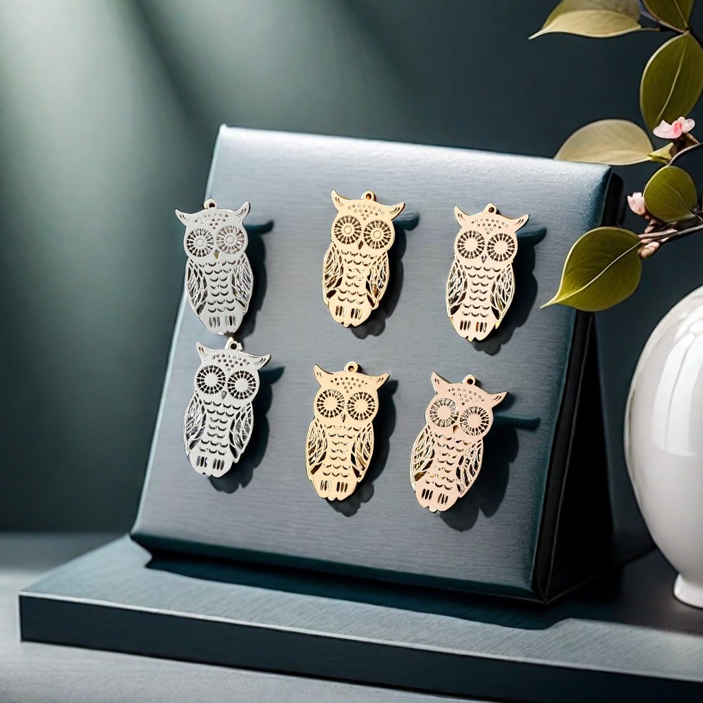 35*20mm新款古风纯铜猫头鹰耳饰 DIY手工饰品配件 耳环吊坠发簪配件 独特设计耳饰