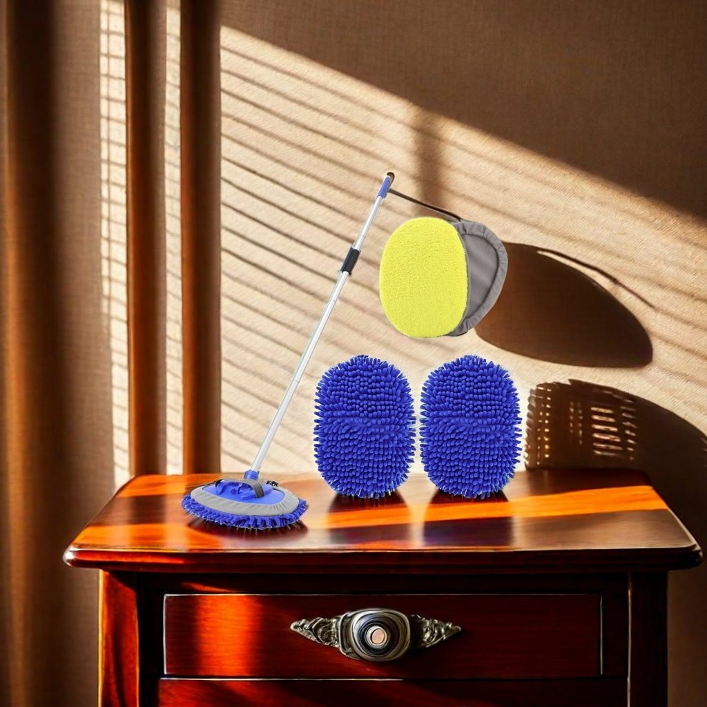 Self-wring sponge mop with bucket integrated design, a household durable and easy-to-clean mop