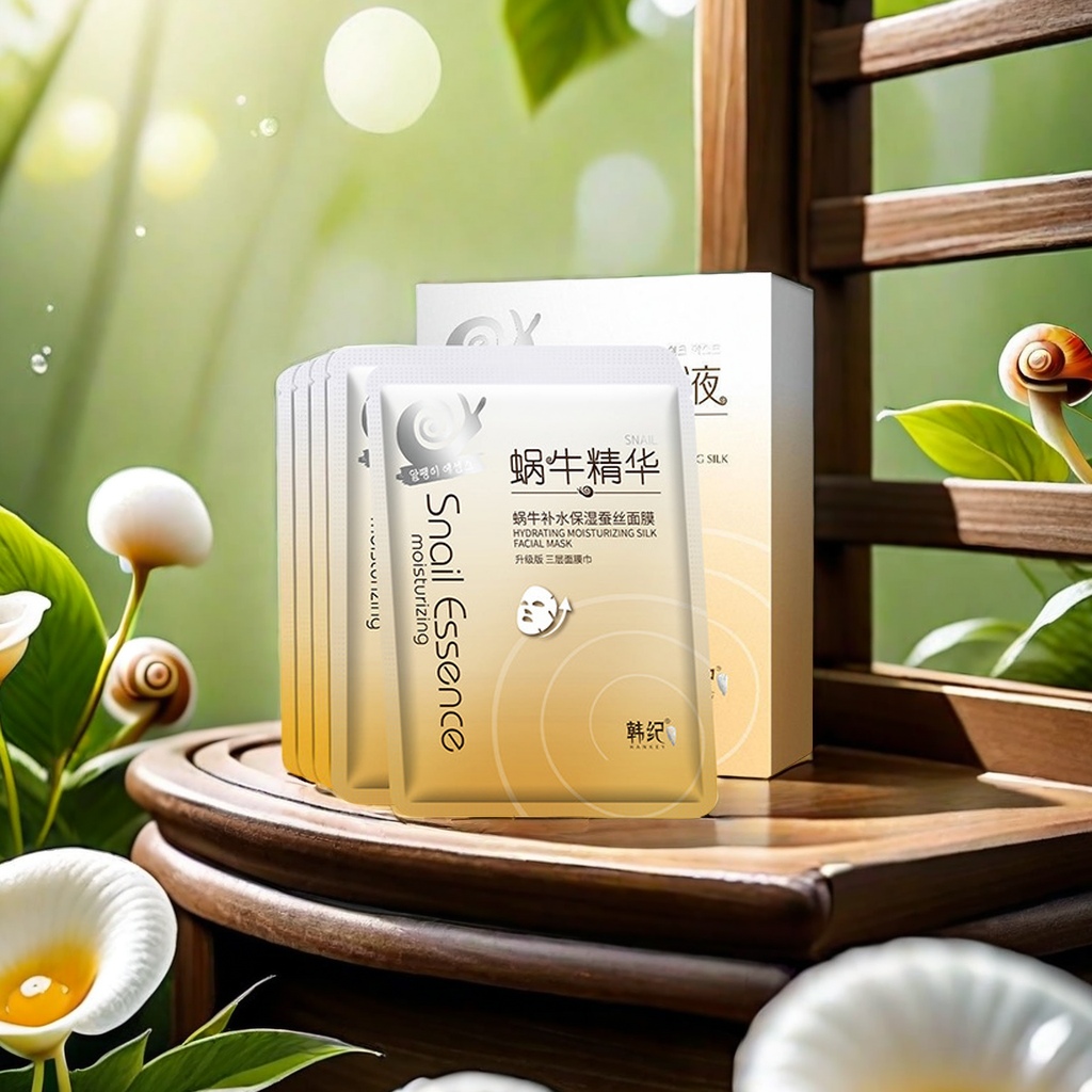 韩纪蜗牛精华蚕丝面膜 贴式补水滋润保湿 护肤品专供外贸
