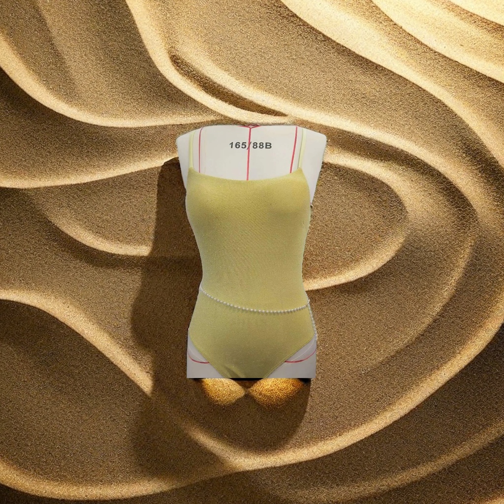 欧美时尚甜美性感高切连体泳衣 珍珠装饰腰带修身闪亮泳装 高端品质夏日海滩必备