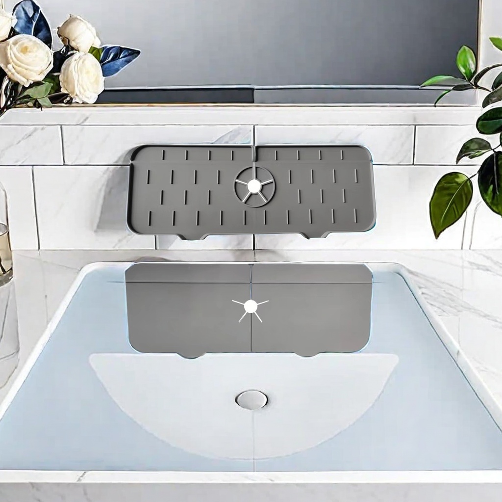 Silicone faucet draining pad, splash-proof water filter pad, washbasin drainage inclined slope draining pad, placemats, coasters, multi-functional kitchenware, heat-resistant and durable Item Picture