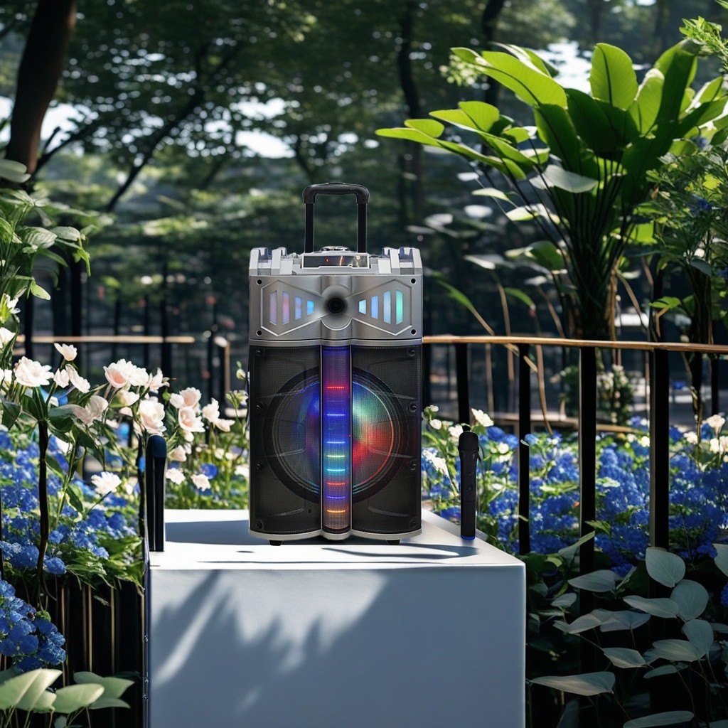 户外大功率移动拉杆电瓶音箱 彩灯重低音炮音响 无线蓝牙话筒适用广场舞 其他分类也适用产品图