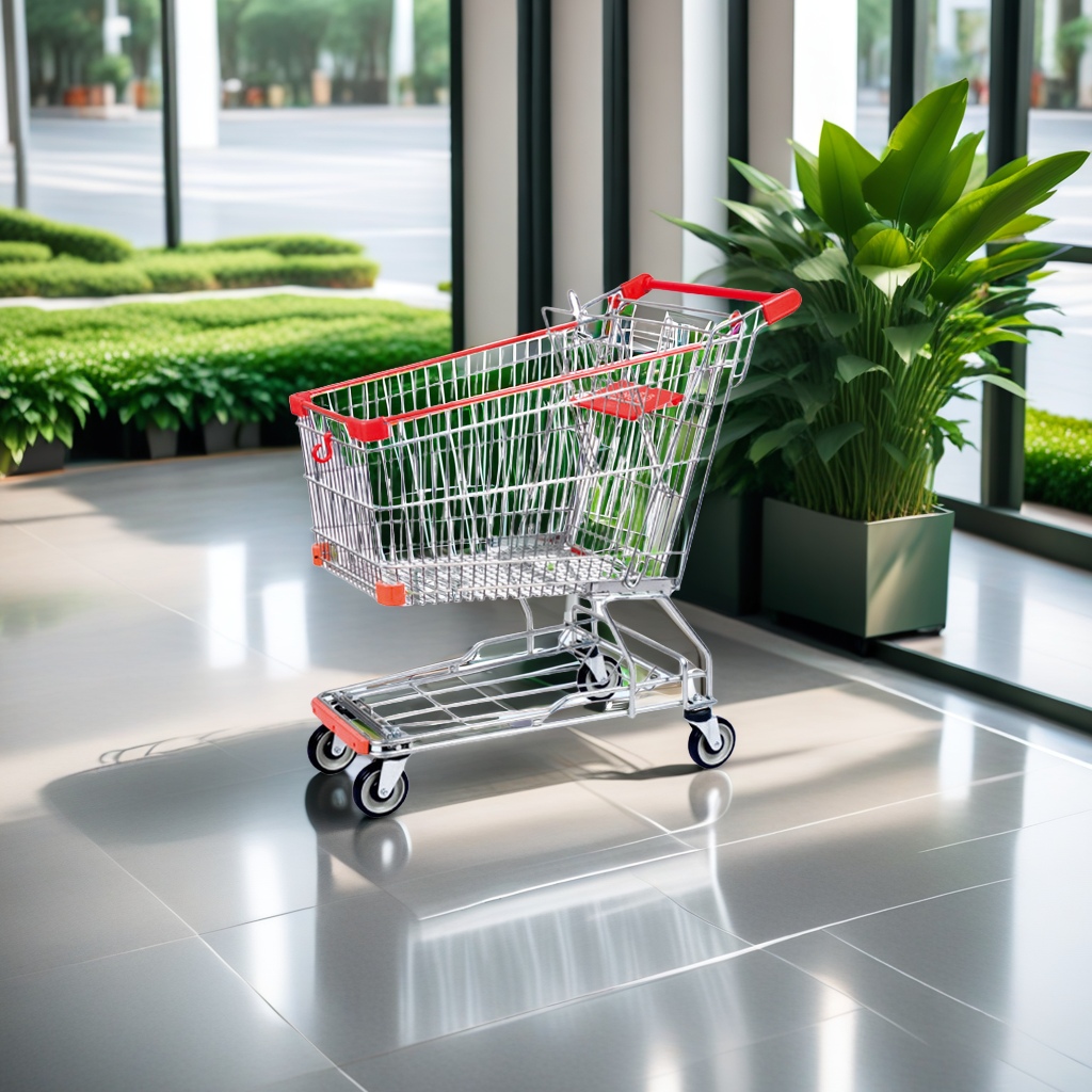 Subestilo supermercado metal trolley centro comercial tienda de venta carro conveniente exclusivo tienda de frutas carro práctico compra fácil empuje fácil details Picture