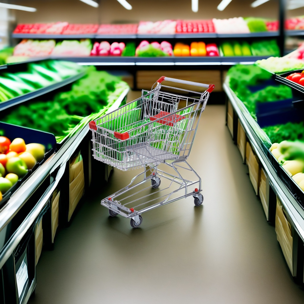 Subestilo supermercado metal trolley centro comercial tienda de venta carro conveniente exclusivo tienda de frutas carro práctico compra fácil empuje fácil Specification image