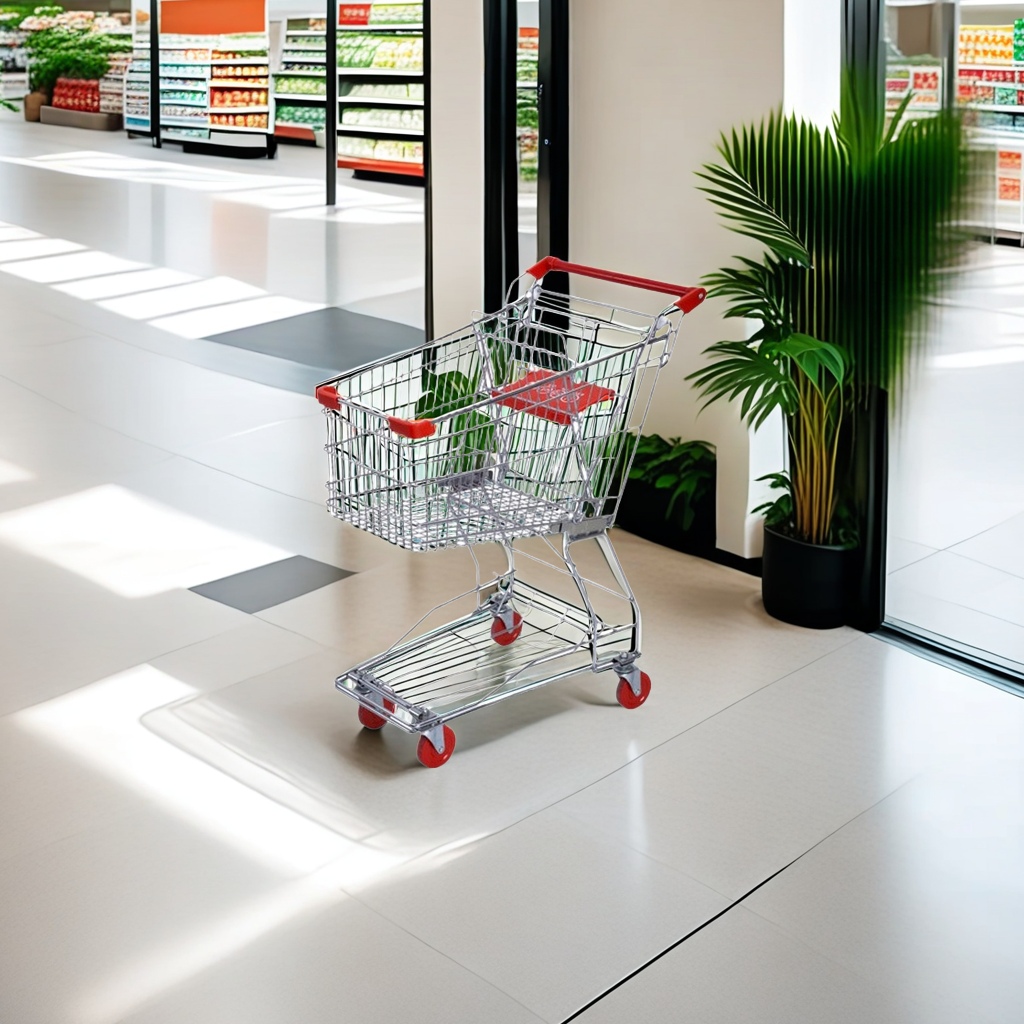 Subestilo supermercado metal trolley centro comercial tienda de venta carro conveniente exclusivo tienda de frutas carro práctico compra fácil empuje fácil Application Scenario