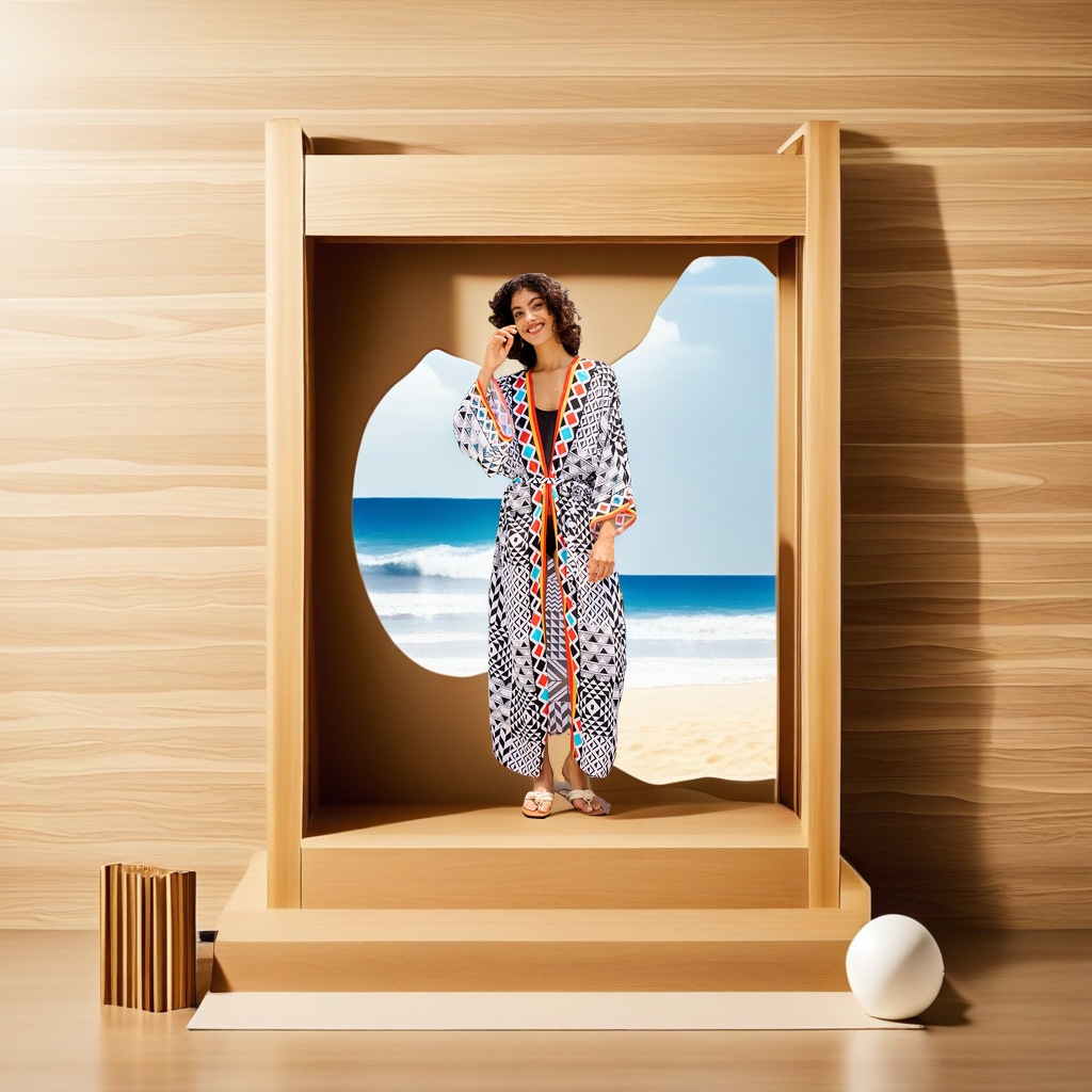 亚马逊跨境热销款1062F 人棉定位印花沙滩罩衫 防晒开衫式连衣裙 778款比基尼外罩衫 潮流时尚