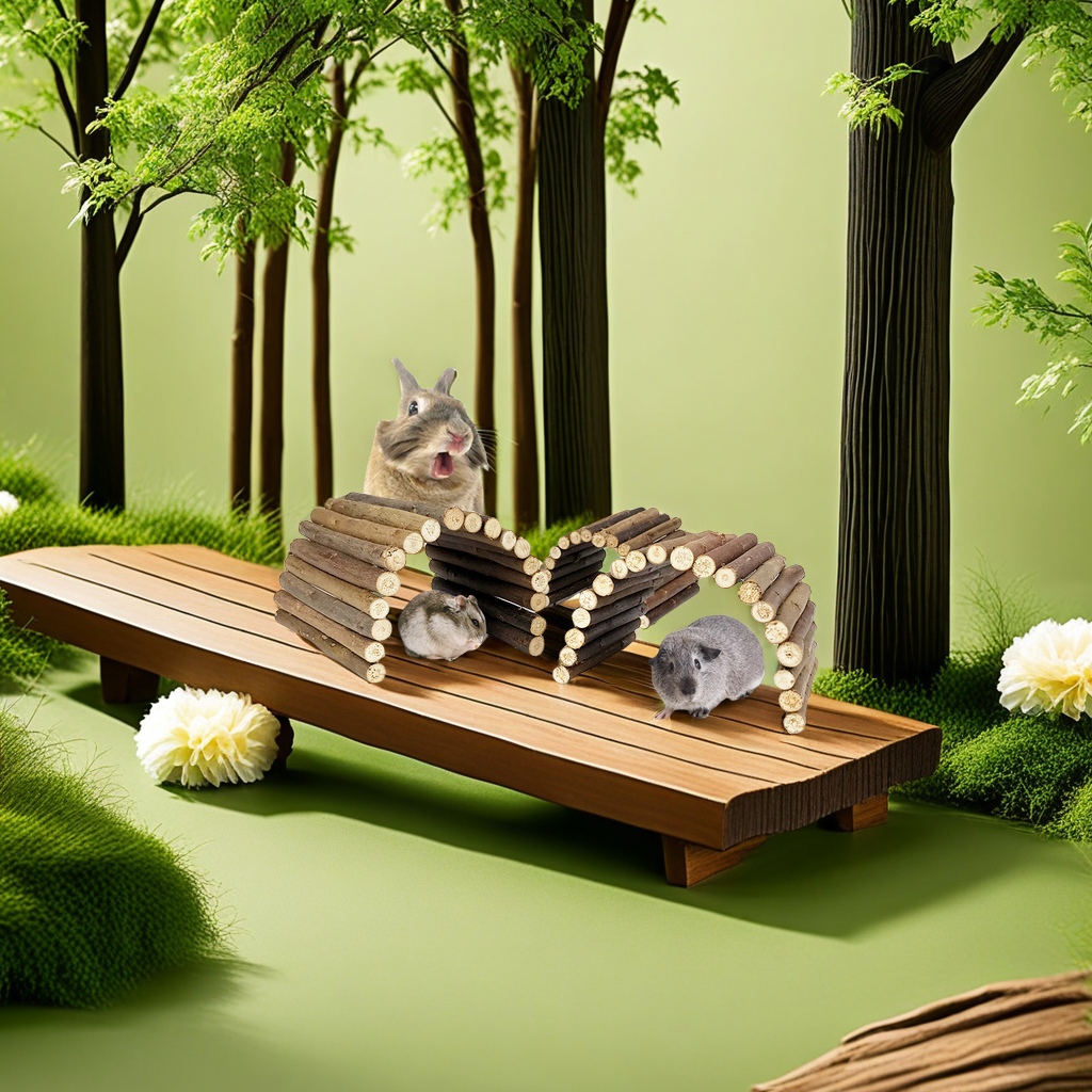 金丝熊磨牙用品 兔子专用柳树枝磨牙棒 仓鼠爬梯围栏拱桥玩具 全套小宠物活动用品其他分类