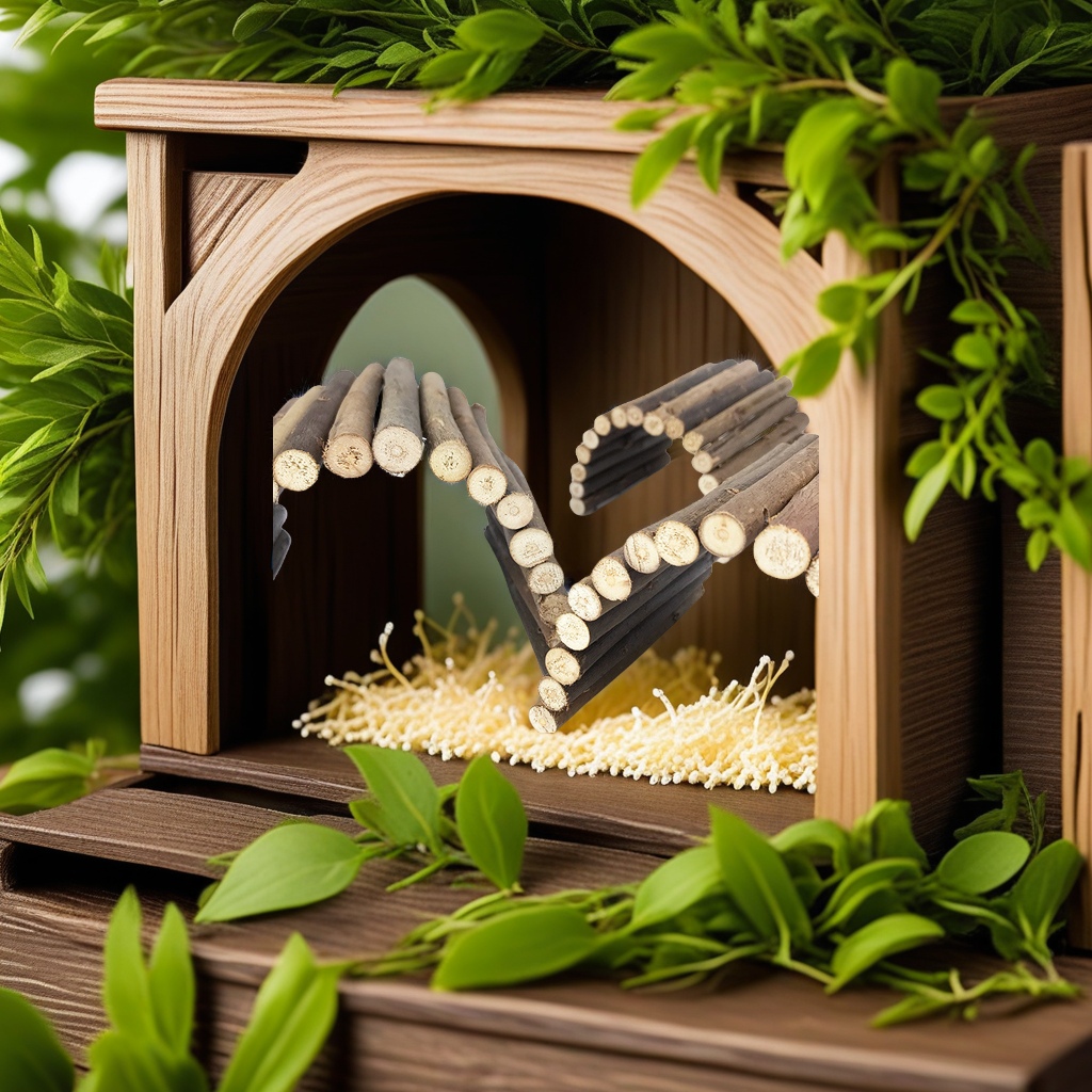 Golden Thread Bear teething supplies, Rabbit special willow branch teething stick, hamster ladder, fence, arch bridge toy, complete set of small pet activity supplies, other categories details Picture