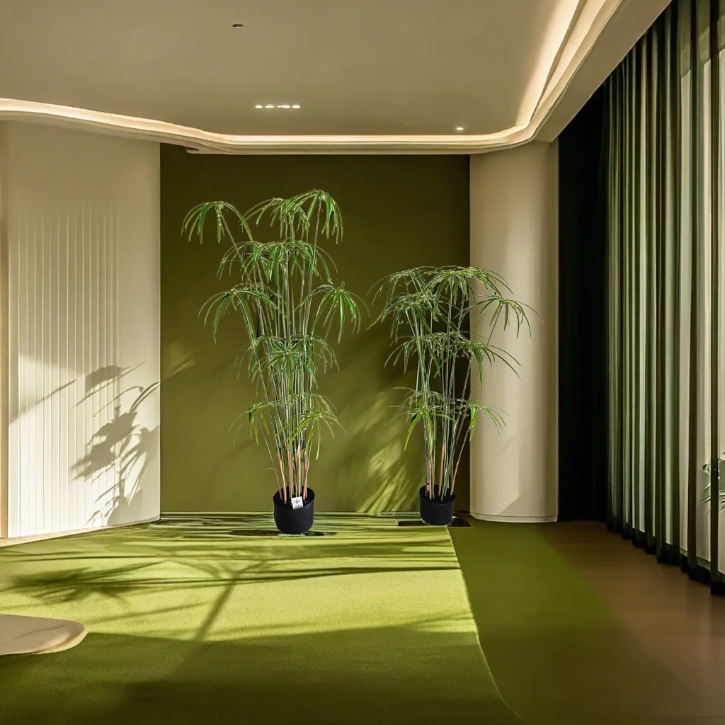 Wholesale of light luxury style artificial plant potted plants, including small trees, umbrella plants, windmill plants, water bamboo plants, and selected potted plants for landscaping and living room decoration Application Scenario