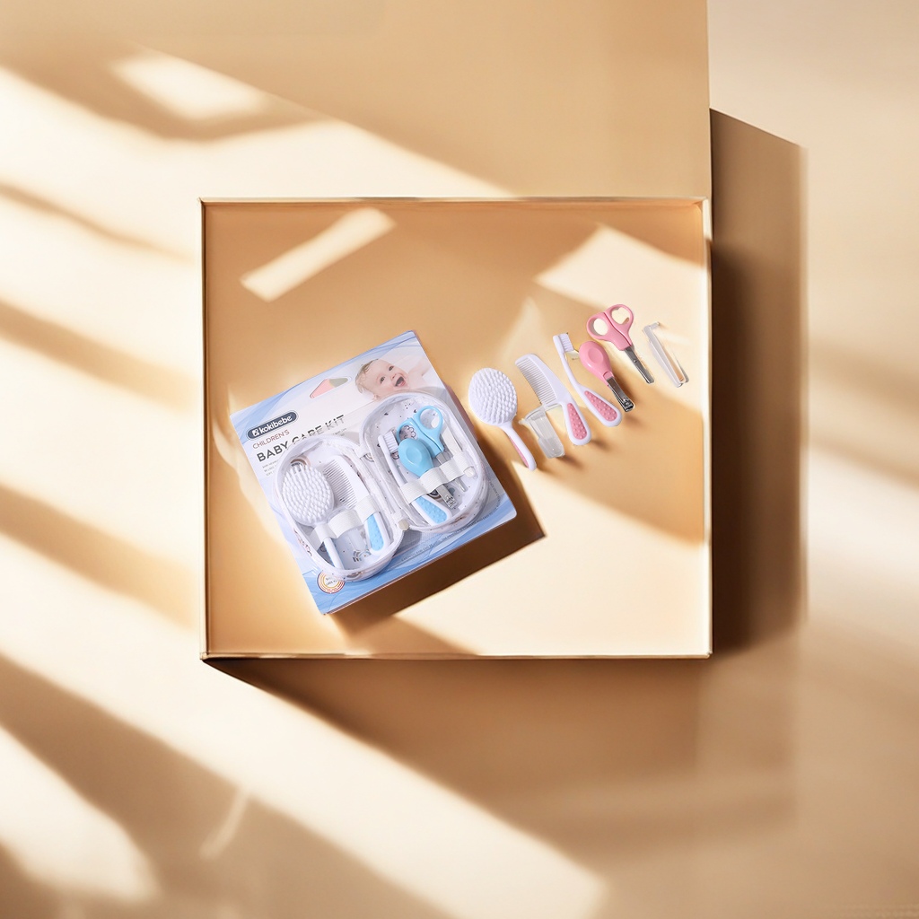 Newborn baby care set combination: Cleaning card insert cloth bag, seven-piece set, nail clippers, nail clippers, essential daily care items for babies, and comes with a complimentary facial mask details Picture