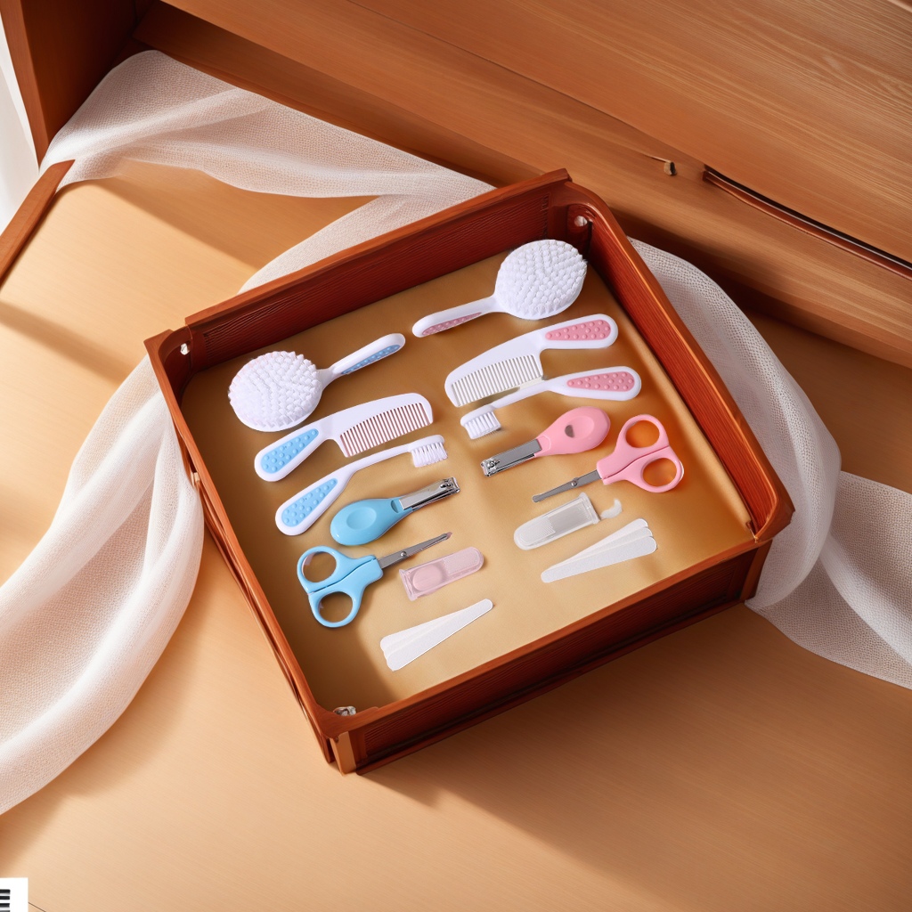 Newborn baby care set combination: Cleaning card insert cloth bag, seven-piece set, nail clippers, nail clippers, essential daily care items for babies, and comes with a complimentary facial mask Specification image