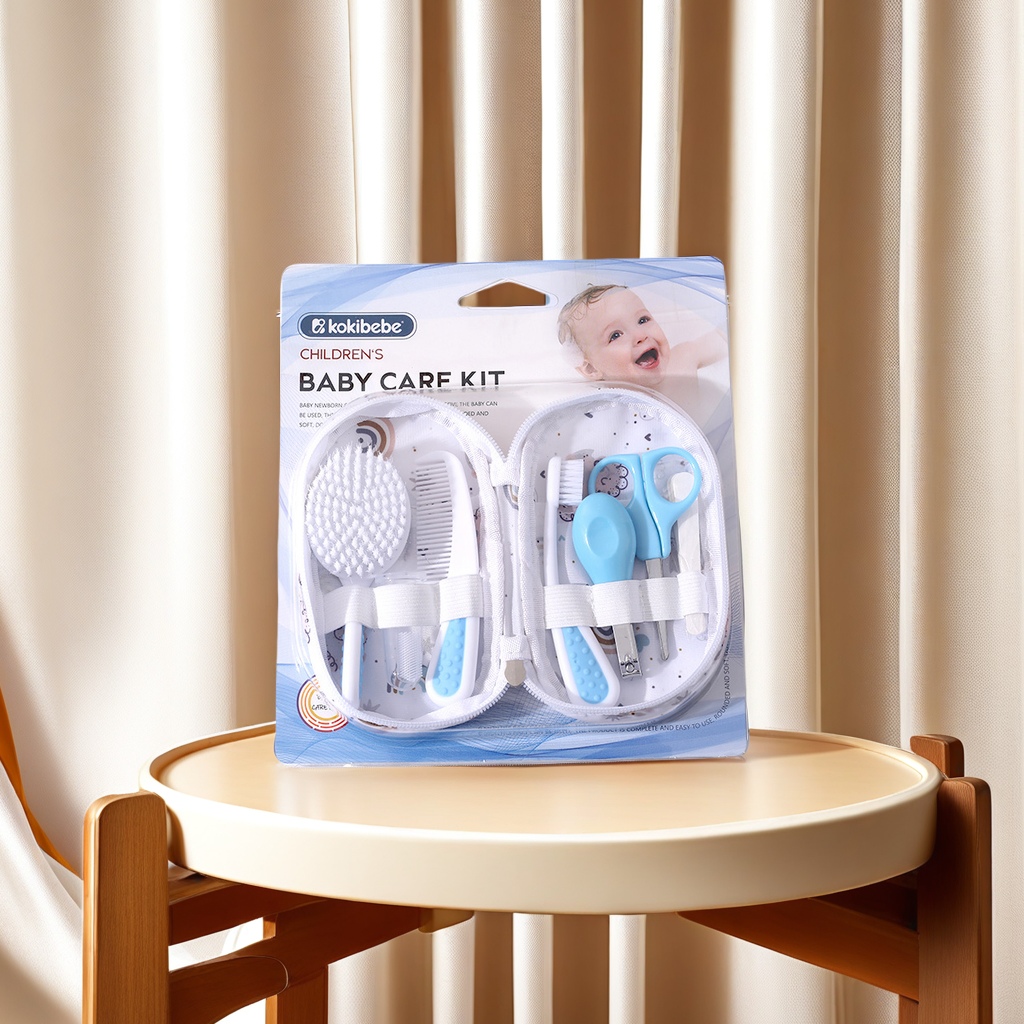 Newborn baby care set combination: Cleaning card insert cloth bag, seven-piece set, nail clippers, nail clippers, essential daily care items for babies, and comes with a complimentary facial mask Item Picture