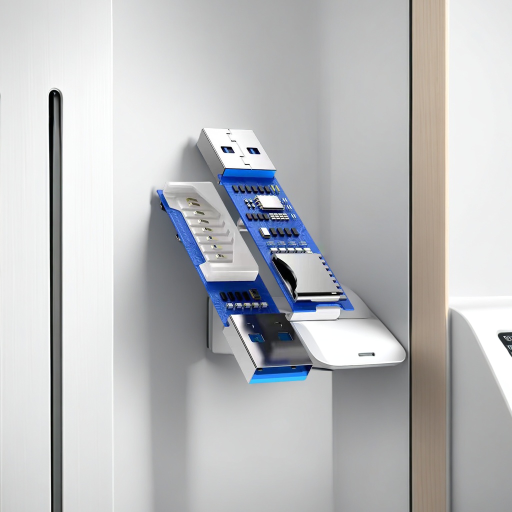 USB3.0 high-speed card reader, all-in-one multi-functional camera, SD memory card, TF card, plug-and-read for mobile phones and computers, lighter-style portable card reader Specification drawing
