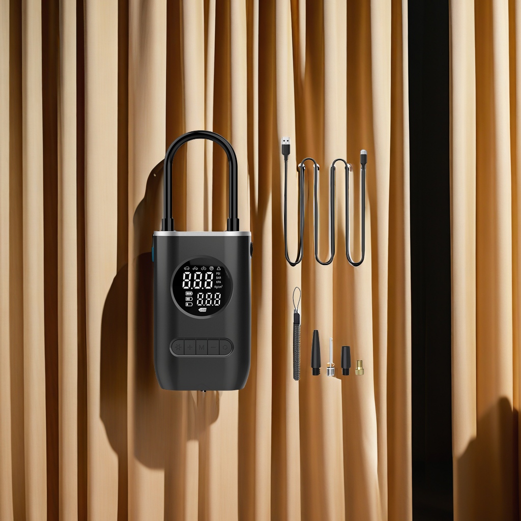 Portable mini self-propelled electric tire pump, air pump, handheld car charging dual-purpose car air pump, lightweight and easy to carry, essential for quick inflation and rescue details Picture