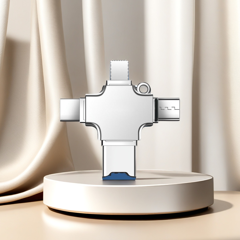 四合一锌合金TF手机内存卡读卡器 Micro Type C V8适用苹果多功能便携式读卡器 其他分类通用