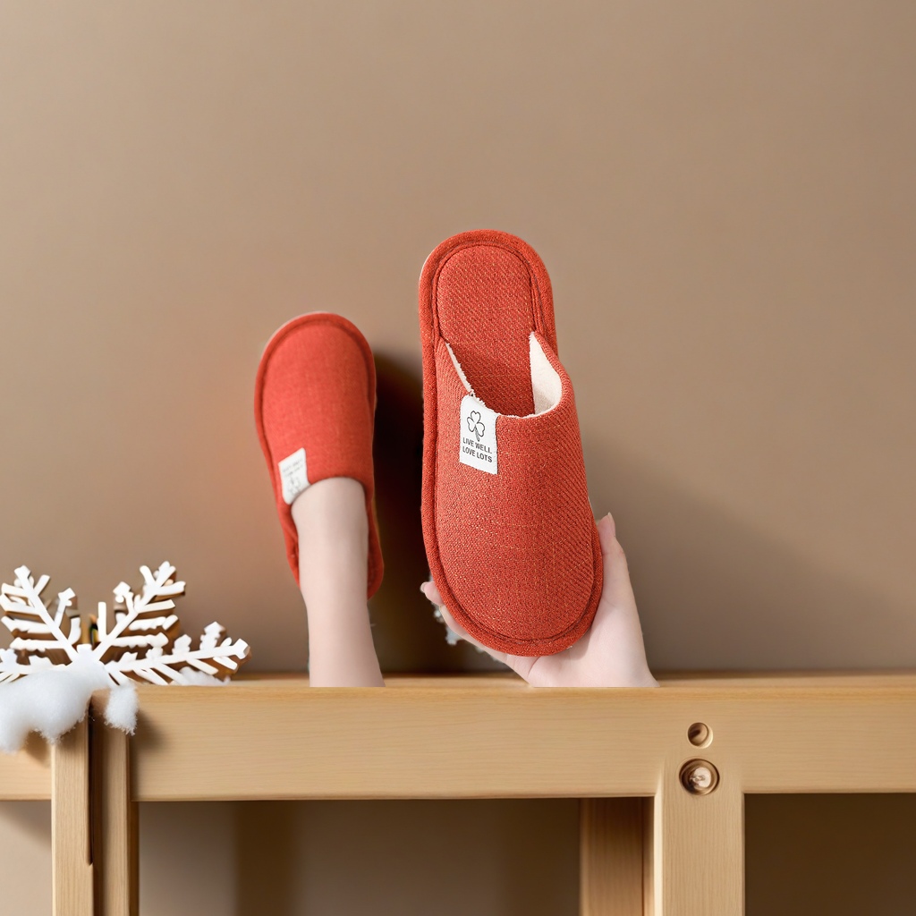 家居棉鞋实物图