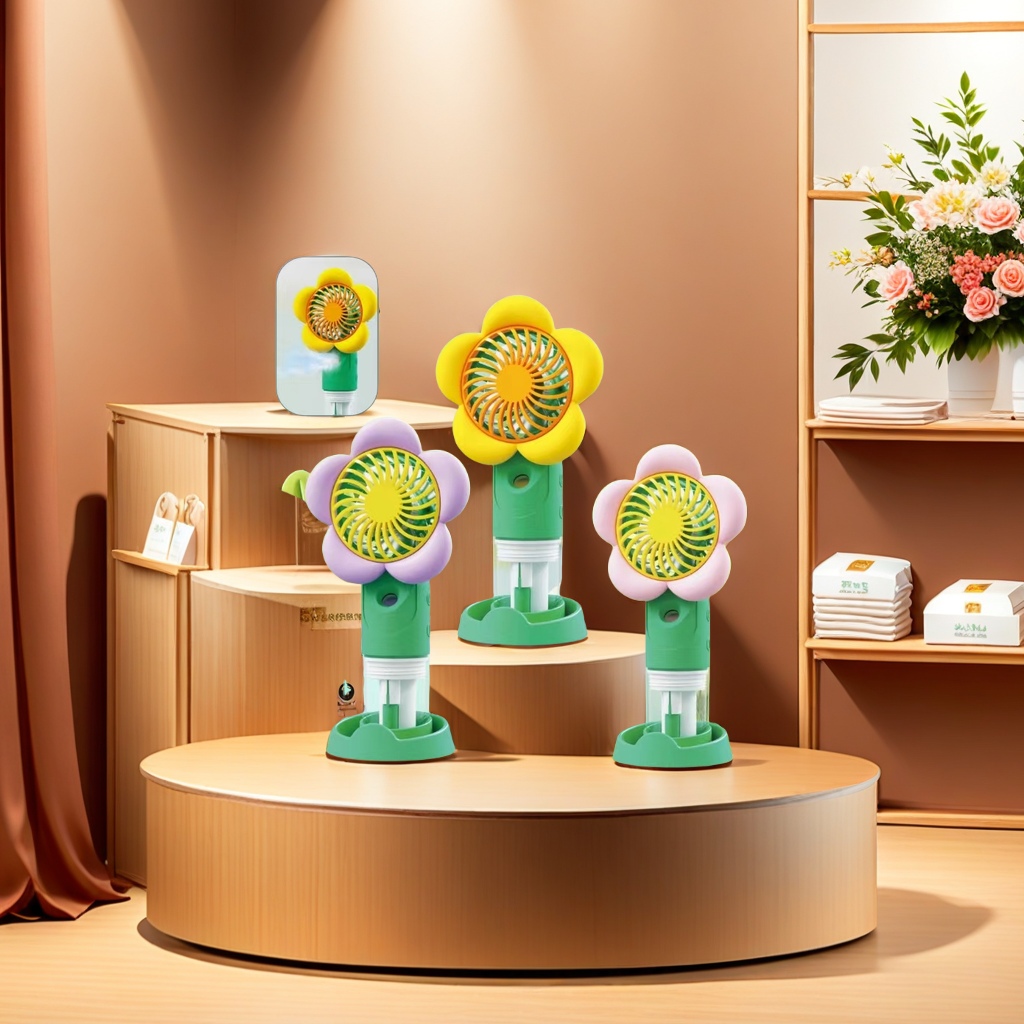 Summer essential portable spray fan, USB charging small fan, silent and powerful mini handheld water mist fan, creative gift Application Scenario