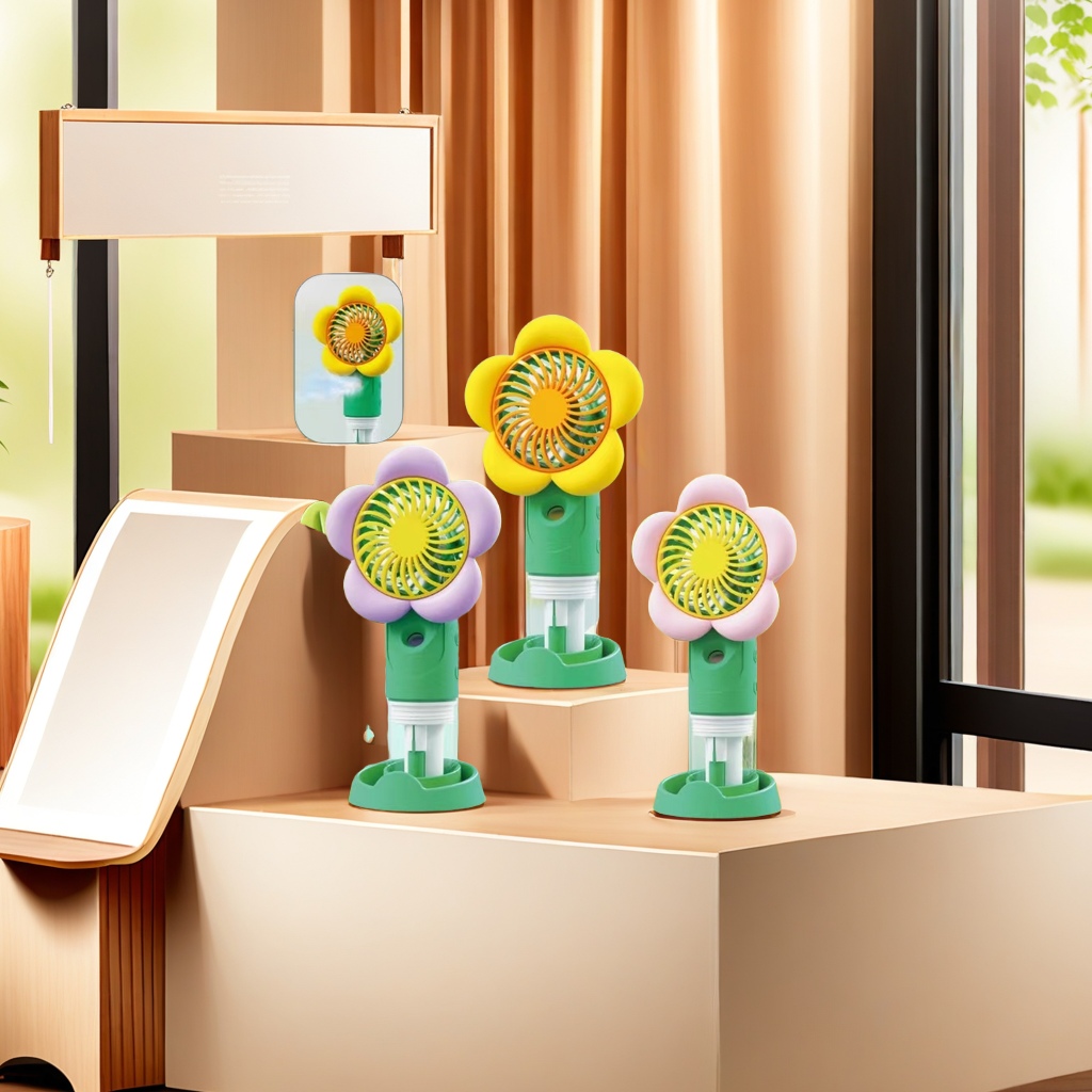 Summer essential portable spray fan, USB charging small fan, silent and powerful mini handheld water mist fan, creative gift