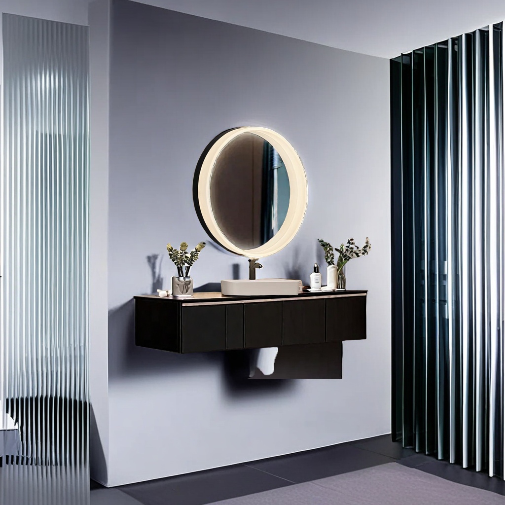 亚克力框智能LED吸顶灯化妆镜 防雾壁挂式卫浤镜 梳妆台专用 圆形设计美观实用浴室镜精品卫浴精品卫浴精品卫浴精品卫浴