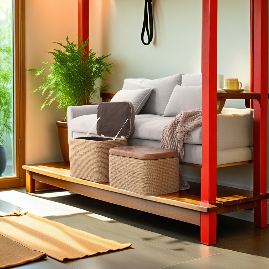 Solid wood hemp rope living room home shoe changing stool, storage stool, foot rest sofa, square stool, sitting box, organizing and storage box, simple and practical storage stool