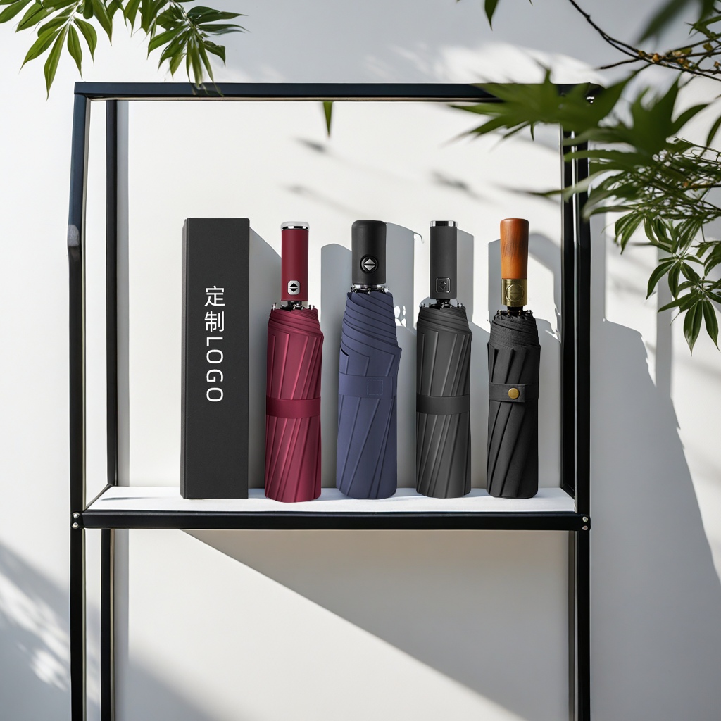 厂家直销三折商务广告伞定制 全自动大号遮阳伞 黑胶防晒礼品雨伞 定制logo专属雨伞